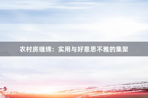 农村房缠绵：实用与好意思不雅的集聚